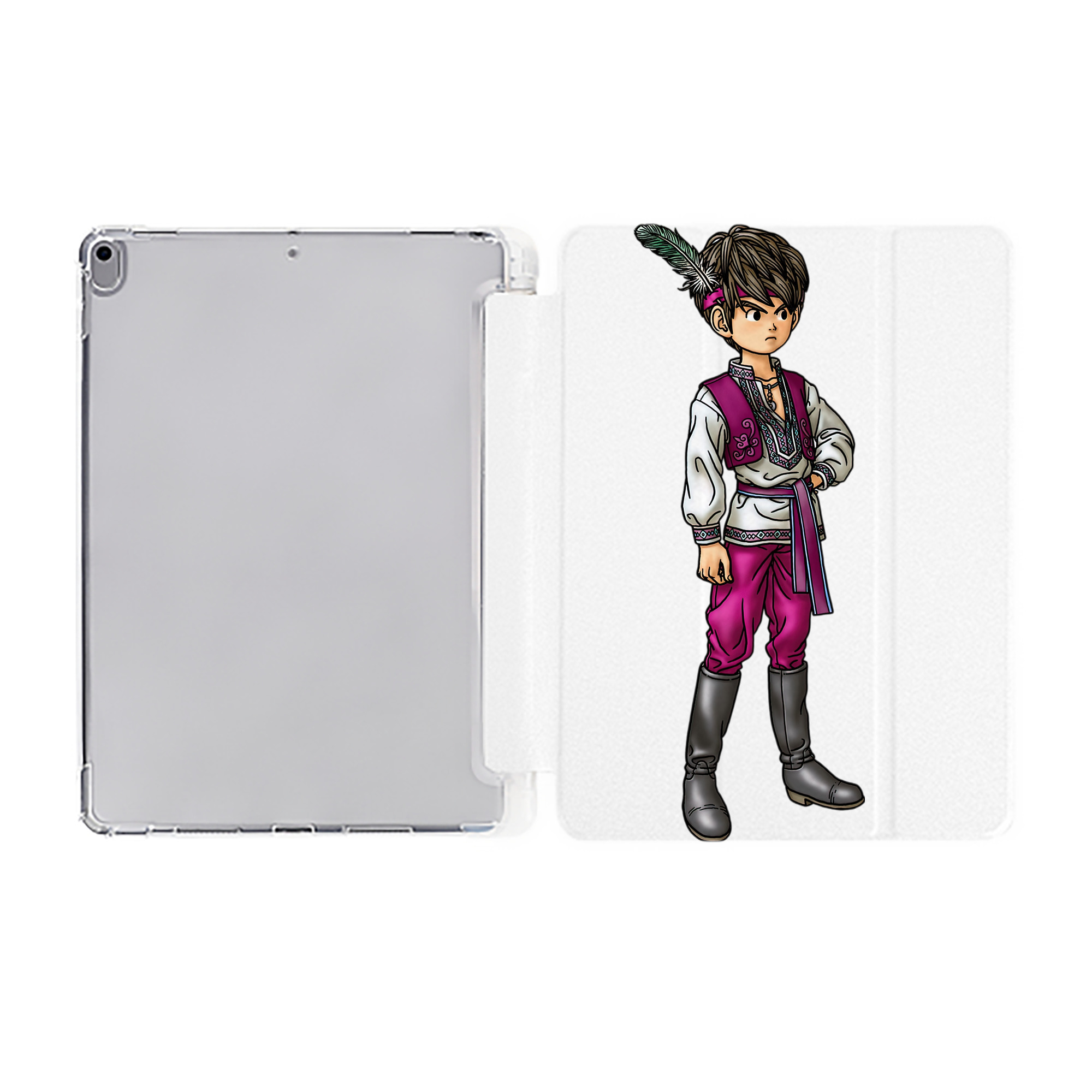 （画像用） ドラゴンクエスト Doragon Kuesuto Dragon Quest IPad ケース ペン収納付き 三つ折りスタンド PUレザー×シリコン 対応機種9.5/10.5/10.9インチ